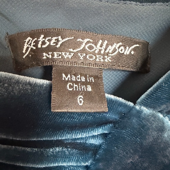 Betsey Johnson Velvet Slip Dress Teal Silk Blend Ruffle Hem Size 6 Y2K - Picture 5 of 7